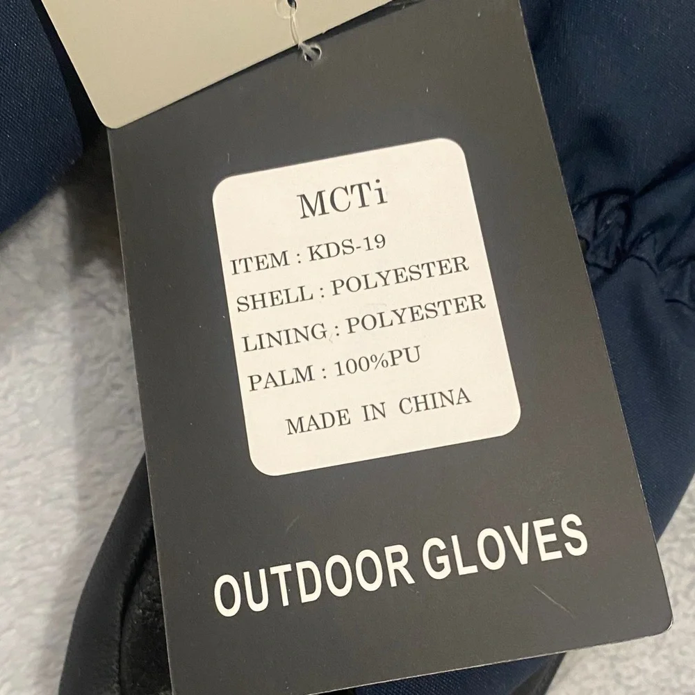 Kids Navy Mittens with Black Palm Grip